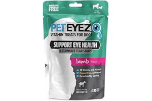 PetEyez Tear Stain Remover Vitamin Treats for Dogs - Support Eye Health & Reduce Itching & Tear Stain Buildup - 100% Natural Dog Treats with Superfoods, Antioxidants & Nutrients - Lamb Flavor - 1oz