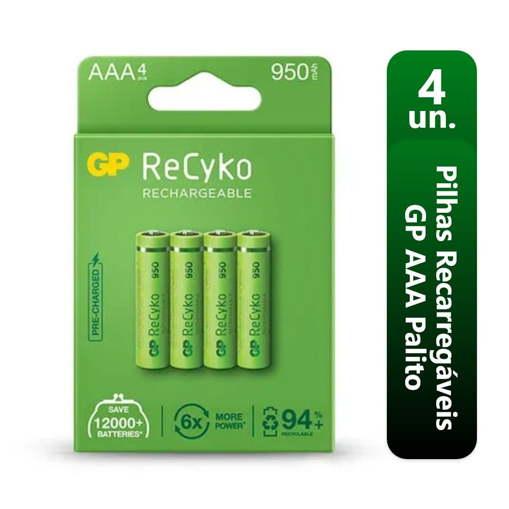GP Battery AAA 950mAh (Micro, HR 03, NiMH, 1.2V, 4 pack), packaging may vary