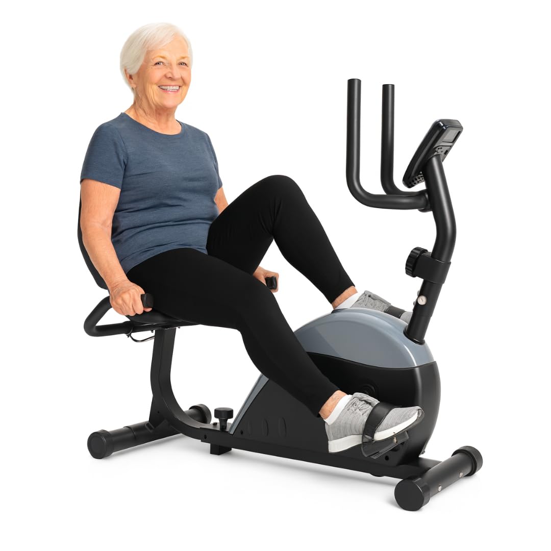 Vive Recumbent Exercise Bike - Stationary Recumbent Exercise Cycle Device for Seniors, Adults, Men and Women - Indoor Fitness Equipment - at Home Cycling, Adjustable Resistances, Digital Display