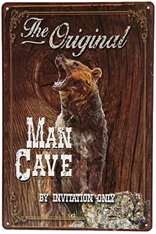 T-ray MAN CAVE BEAR TIN SIGN Retro Wall Decoration Pub House Metal Painting ART