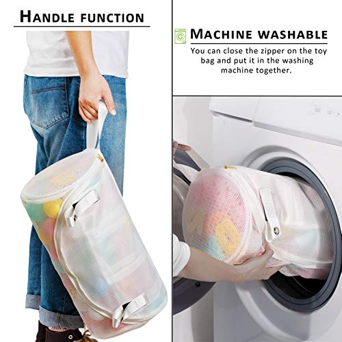 Mesh Bath Toy Organizer with YKK Zipper, Bathtub Toy Laundry Bag