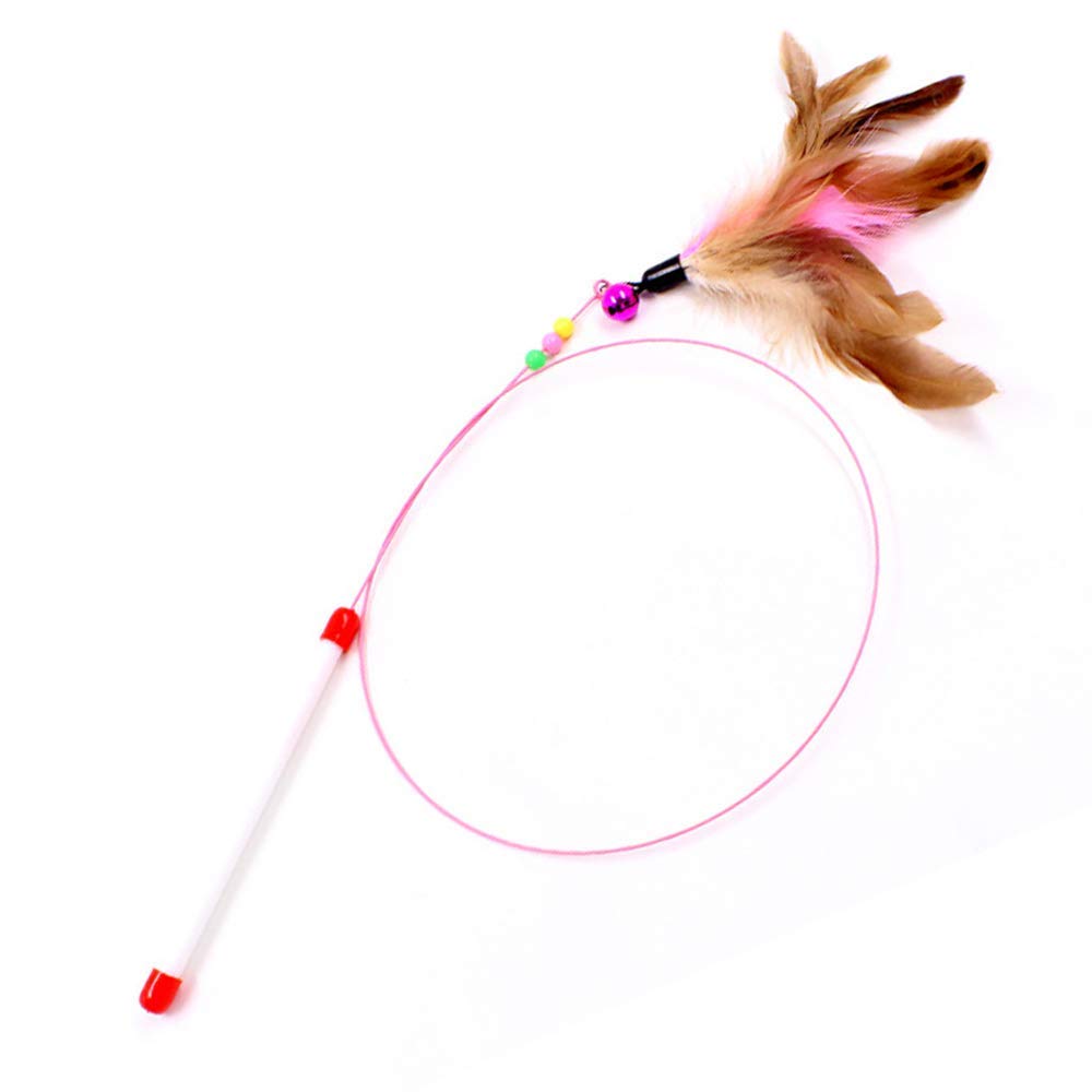 SLSON Feather Teaser Cat Toy, Interactive Cat Catcher and Exerciser Wand for Cats and Kitten Playing, with Feather, Bell and Flexible Wire