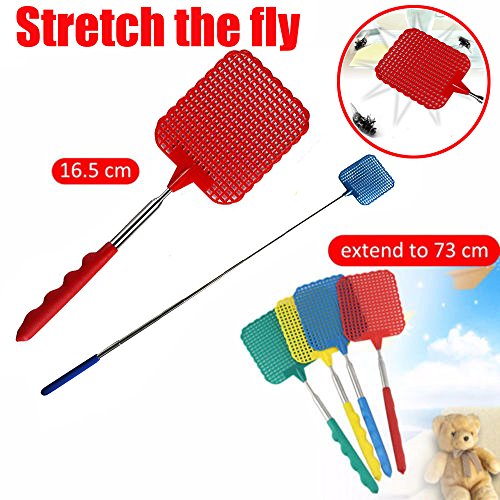 CMrtew Plastic Telescopic Extendable Fly Swatter Prevent Pest Anti Mosquito Pest Reject Insect Killer Tool Fly Swatter Beat (Random)