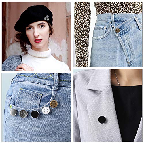 [Upgraded] TOOVREN 8 Sets Button Pins for Jeans, 5 Styles Perfect Fit