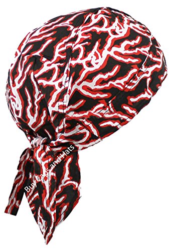 Buy Caps and Hats Do Rag Bandana Wrap Cotton Motorcycle Biker Skull Doo Cap Electrician (Red Lightning Bolt)