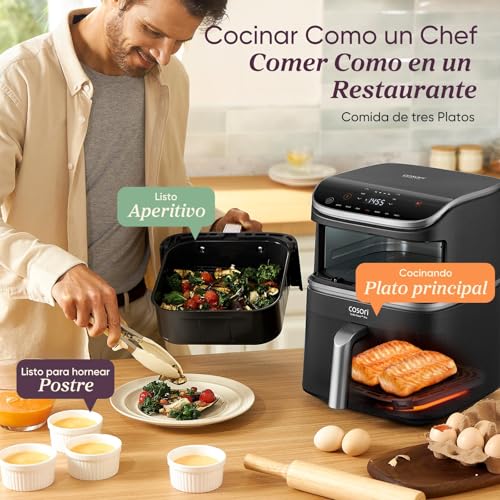 Cosori Air Fryer Turbo Tower Pro Smart 10.8 Liter, PFAS Free Ceramic Coating Air Fryer, Dual Resistance with Turbo Blaze, Vertical Dual Basket Airfryer with 7 Functions and WiFi