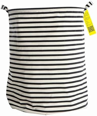MAXU Foldable Round Laundry Basket Hamper Storage Bag (Black Stripe) by MAXU