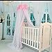 RuiHome Dome Style Hanging Princess Girls Mosquito Net Nursery Crib Bed Canopy Pink Bowknot Decor, Without Bracket Stand