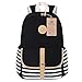 Bluboon Canvas Bookbags School Backpack Laptop Schoolbag for Teens Girls High School (Black 3 in 1)