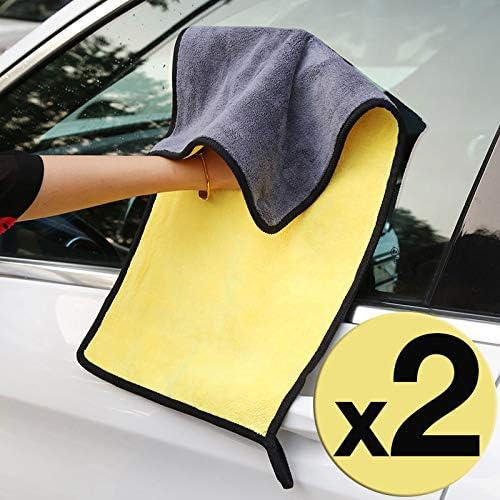 GreatCool Car 24'' x 12'' Large Microfiber Cleaning Cloth Drying Towel Scratch-Free Lint Free Auto Wash Detailing Wax Foam Mitt for Cars, SUVs, RVs, Trucks, Boats and Home Polishing Washing - 2 Pack