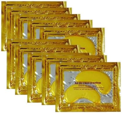 Hitece@ 10 pairs 24K Gold Powder Eye Mask Collagen Crystal Gel Eye Mask Girl Skin Care Masks