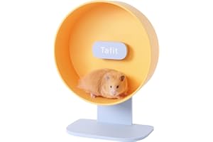 Tafit Quiet Hamster Wheel 10.2 Inch Dual-Bearings Silent Small Animals Running Exercise Wheel Height Adjustable for Syrian Dwarf Hamsters, Gerbils, Rats, or Other Small Pets, Yellow