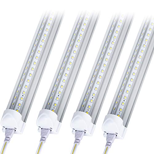 T8 LED Light Fixture 2FT 2400lm 20W Under Cabinet Lighting, 5000k Daylight White, Workbench and Utility Shop Lights, Corded Electric with Built-in ON/Off Switch (Pack of 4)