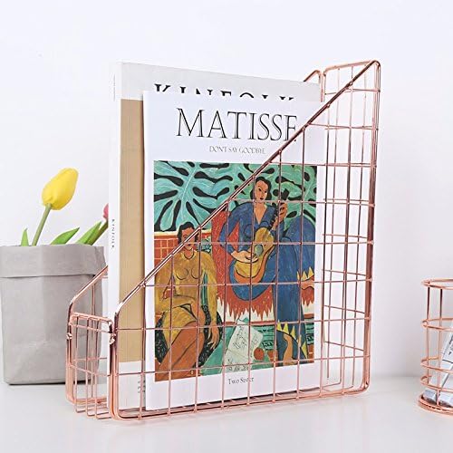 Retro rose gold iron desk receptacle, document Shelf Office,Rose Gold