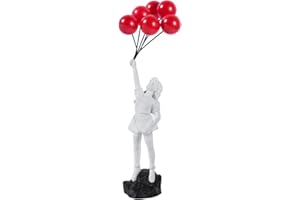 QZVANLON Flying Balloons Girl Statue, Modern Art Sculptures for Home Decor, Resin Figure Sculpture Crafts Ornament, Collectible Figurines Living Room Decoration