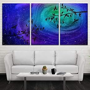 3 Panel Canvas Wall Art Starry Space Pictures Home Wall Decorations for Bedroom Living Room Paintings Canvas Prints Framed - 16"x24" x 3 Panels