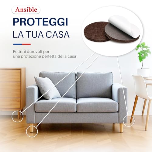 Pack of 60 Adhesive Felt Pads for Chairs and Furniture, Round 25 mm Brown | Scratch-proof, quiet, floor protection