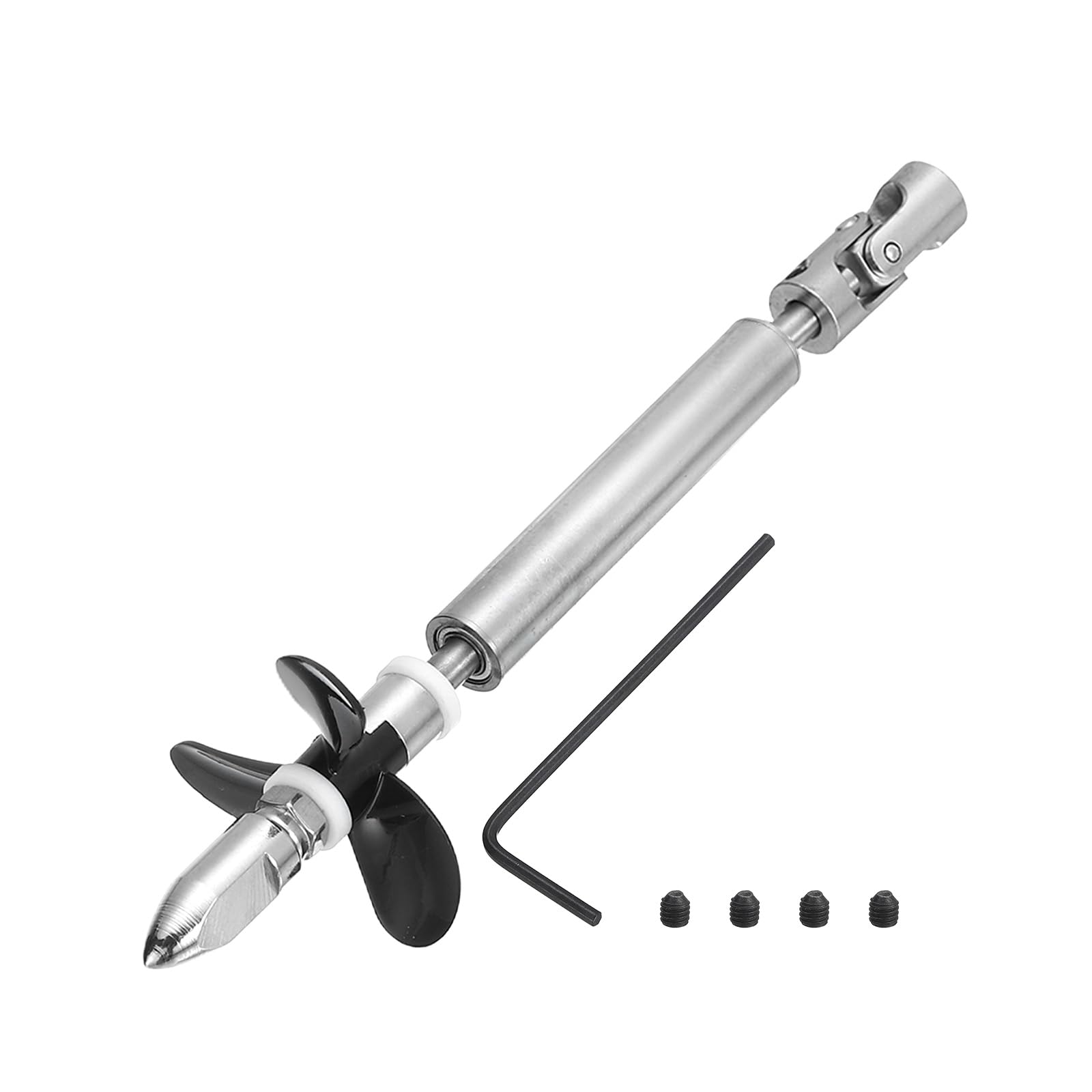 sourcing map Drive Shaft W Propeller and Universal Joint for RC Boat Coupler Assemble Kit, L100mm Shaft, L25mm Sleeve, D36mm Three Propeller, Fit for 3 mm Motor Shaft