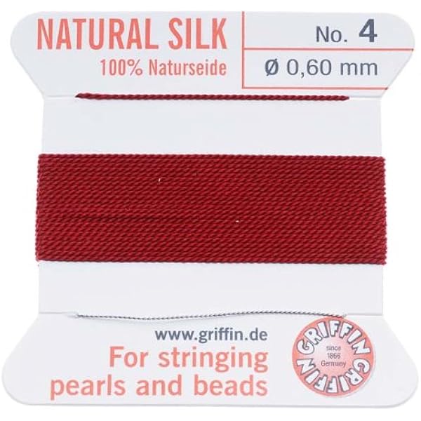 STR 182 Red Size 10 Griffin Natural Silk Bead Cord Sewing & Fiber