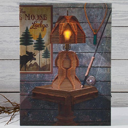 Timeless by Design 39561 - 16" x 12" x .75" "Tramp Art Lamp" Battery Operated LED Lighted Canvas (Batteries Not Included)