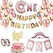 Donut First Birthday Party Set, Donut 1st Doughnut Birthday Party Decoration Include Donut Grow Up Cake Topper Donut Foil Balloon High Chair Banner for Donut 1st Birthday Décor