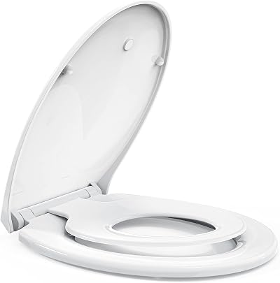 STOREMIC Soft Close Toilet Seat White with Quick Release and Child Seat