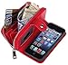 iPhone 5S/SE Wallet Case, HYSJY Magnetic Detachable PU Leather Wallet Purse for Women Men with Zipper, Credit Card Slots, Card Holer,Flip Slim Cover Case Fit iPhone 5/5S/SE (Zip-Red)