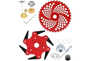 9" x36 Teeth Carbide Tipped Blades with 6 Steel 65Mn Razors Trimmer Head Steel for Brush Cutter, Trimmer, Weed Eater,Compatib