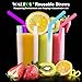 WALFOS Reusable Silicone Straws - Extra long bendy Straws for 30 oz and 20 oz Tumblers Yeti/Rtic/Ozark - 10 Pieces (4 Big Bent +4 Slim Bent +2 Cleaning Brushes ) - Food Grade & BPA FREE
