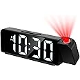 Ankilo Projection Alarm Clock, LED Alarm Clock with 180° Projection on Ceiling Wall with USB Charging,12/24H,Snooze,Battery Backup, Loud Alarm Projector Clock for Bedroom Decer