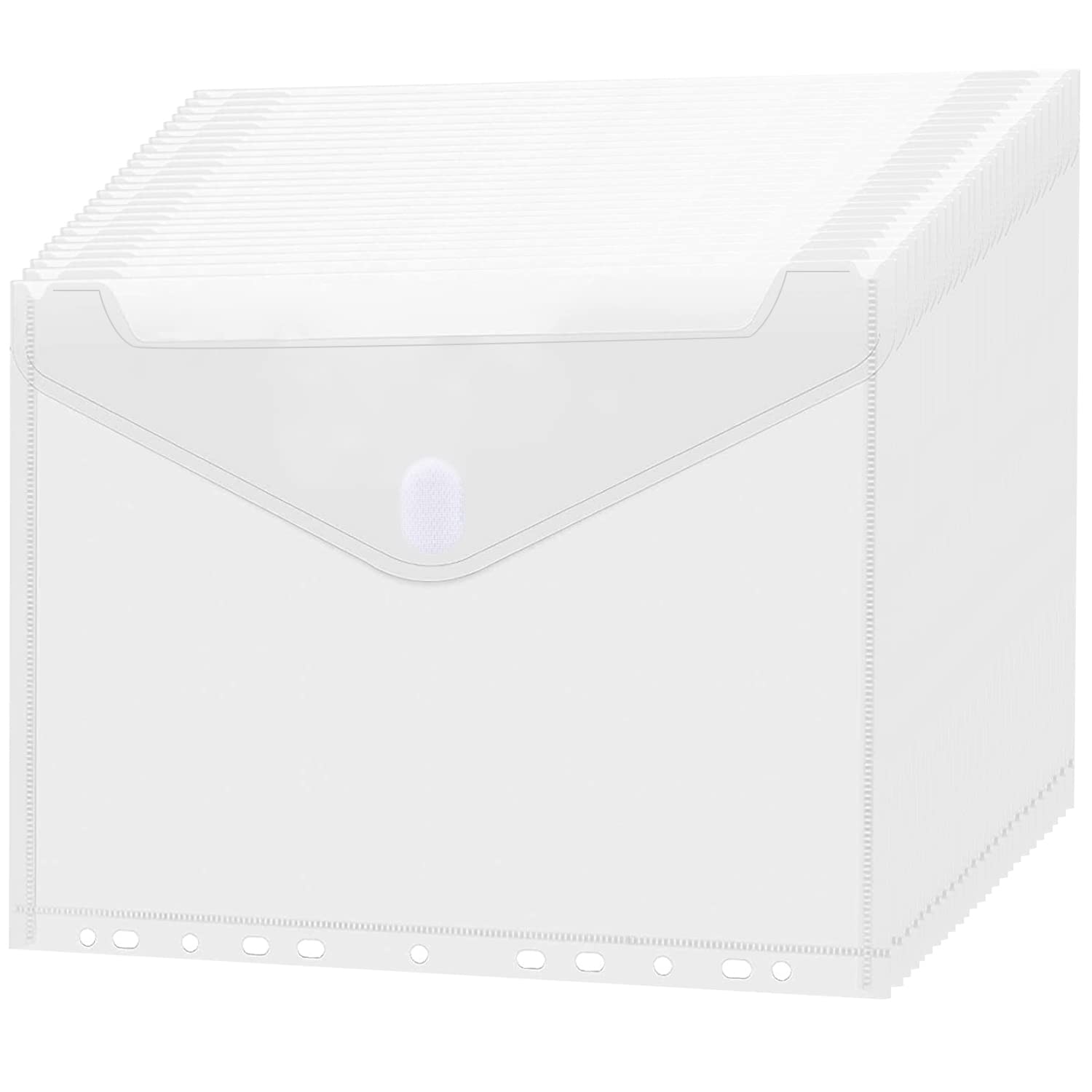 Pack of 24 Transparent A4 Document Folder for Filing Clear Document Wallet Waterproof A4 Velcro Document Wallet A4 Document Folder A4 Ring Binder