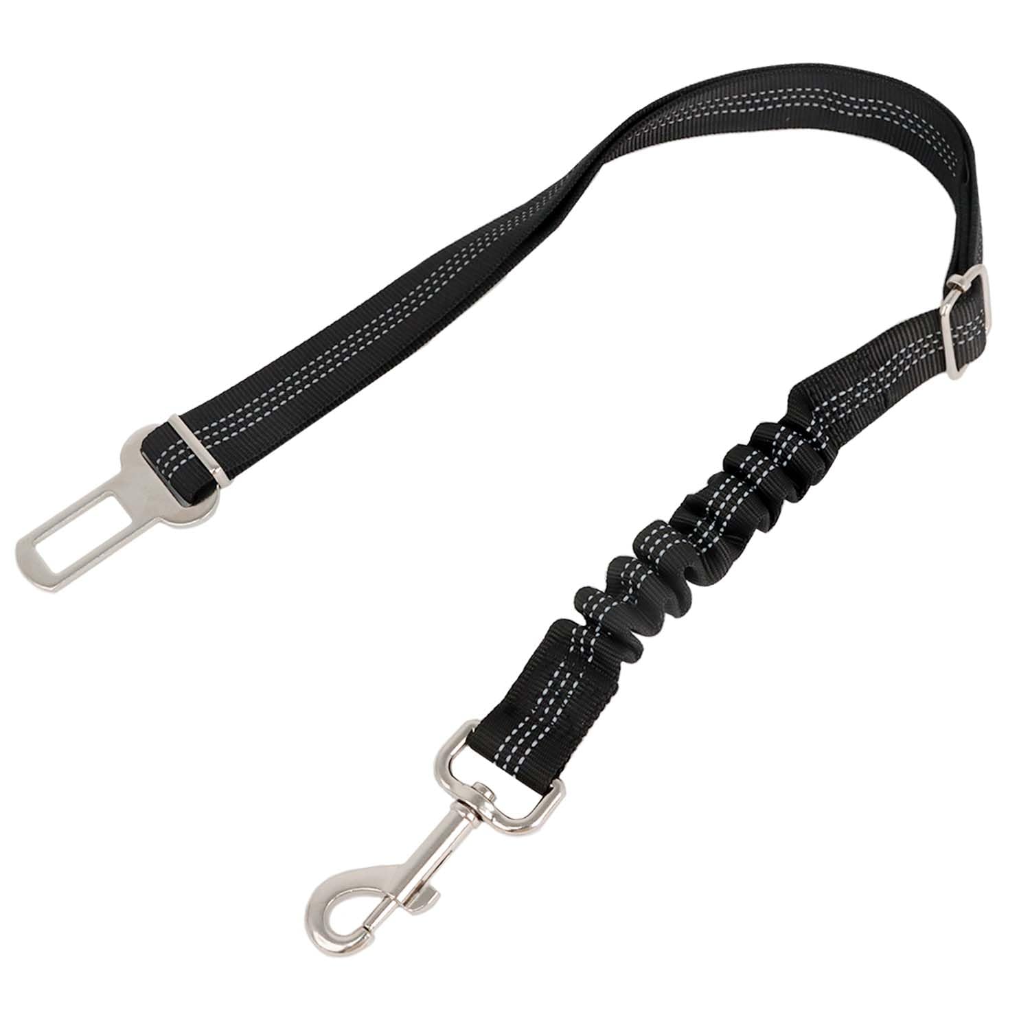 AiTodos® Car Dog Seat Belt, Adjustable 50-85cm, Dog Seat Belt for the Car, Seat Belt with Elastic Padding, Night Reflective - Black