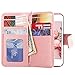 BENTOBEN iPhone 5S Case, iPhone SE Case, Sparkle iPhone 5 Wallet Case Glitter Credit Card Slots Cash Holder Luxury Shiny Bling Flip Faux Leather Protective Case for iPhone 5/5S/SE, Rose Gold