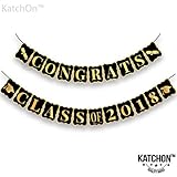 Congrats Class of 2018, Black and Gold - USA, Graduation Banner, Graduations Party Supplies 2018