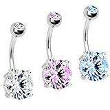 BodyJ4You Big Crystal Belly Button Ring 14G with 1 Belly Retainer