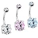 BodyJ4You Big Crystal Belly Button Ring 14G with 1 Belly Retainer