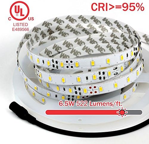 TECLED Platinum Series UL Listed LED Strip/Tape Light 16ft/5M 288x5630SMD High CRI>95% 6.5W/ft. 24vDC Input Premium Quality 580 Lumens/Ft 1/2" (12.5mm) Width PCB Warm White 3000K 5 Years Warranty