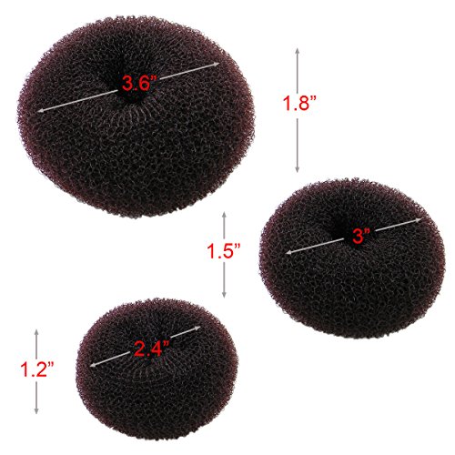 QY 3PCS Hair Mesh Chignon Donut To Make The Most Charming Hair Bun, Small Medium And Large Size, Dark Brown Color - Thumbnail 3