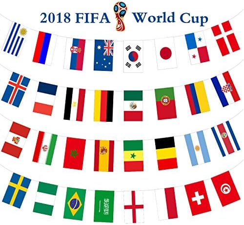 AOSTAR Country Flags Banner, 5.5" x 8.2" Large Size Set of 32 Country Flags for World Cup Decorations, Bars， Class or Sport Clubs