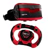 VR Real Feel Virtual Reality Car Racing Gaming System with Bluetooth Steering Wheel and Headset Goggles Viewer Glasses…