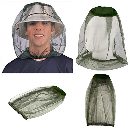 zalati Mosquito Net 2pcs Hat Mosquito Mesh Headwaer Face Protetor Cover for Outdoor Hiking Fishing Gardening - 1pcs Black & 1pcs Green