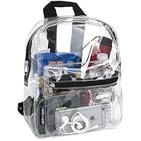 Madison & Dakota Water Resistant Clear Mini Backpacks for School, Beach - Stadium Approved Bag with Adjustable Straps (Black)