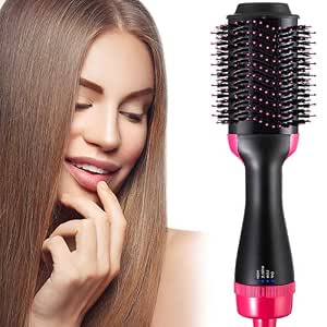 Amazon.com: Cepillo para secador de pelo, cepillo para secador de pelo,  secador de pelo de cerámica de un paso y voluminizador con iones negativos  anti-escaldaduras