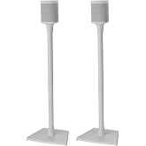 SANUS Wireless Sonos Speaker Stand for Sonos One, Play:1, &amp; Play:3 - Audio-Enhancing Design with Built-in Cable Management - Pair (White) - WSS22-W1