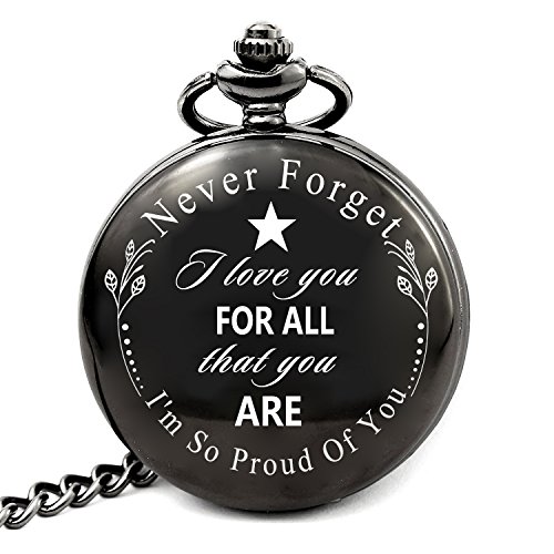 LEVONTA Gifts for Son Husband Dad Grandpa Men of All Ages Engraved Pocket Watch, I Love You for All That You are I am So Proud of You LEVONTA Gifts for Son Husband Dad Grandpa Men of All Ages Engraved Pocket Watch, I Love You for All That You are I am So Proud of You