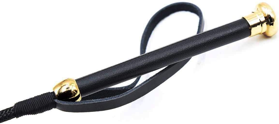 18" Riding Crop + Horse | Genuine Leather Jump Bat Top | Black Faux Handle | Equestrian Fiberglass Shaft | Equestrianism Training | Premium Quality English International for Tough Teaching: Health & Personal Care