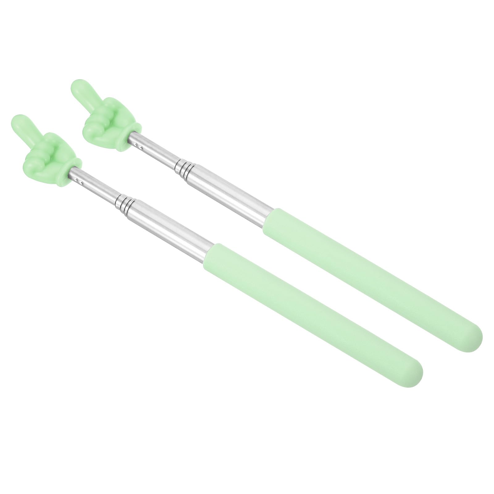 PATIKIL Telescopic Teachers Pointer Stick, 2 Pcs Classroom WhiteBoard Teacher Hand Finger Mini Pointer for Presentation Speaker Guide Coach, Green Style 1