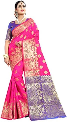 Kalapy Fashion Women's Ethnicwear Multicolor Banarasi Silk Saree With Blouse piece …