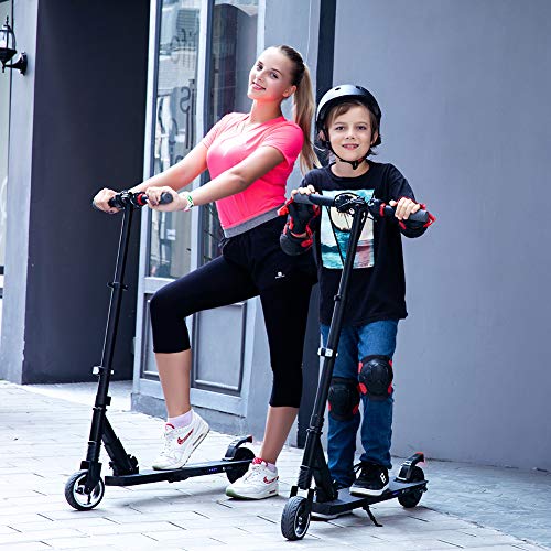 MEGAWHEELS Electric Scooter, 8 Miles Long-Range Battery, Up to 14 MPH, 5.5 Inch Shock Absorbing Rear Tire, Portable and Folding Design, Ultra-Lightweight Kick Scooter for Adults and Kids, Black - Thumbnail 5