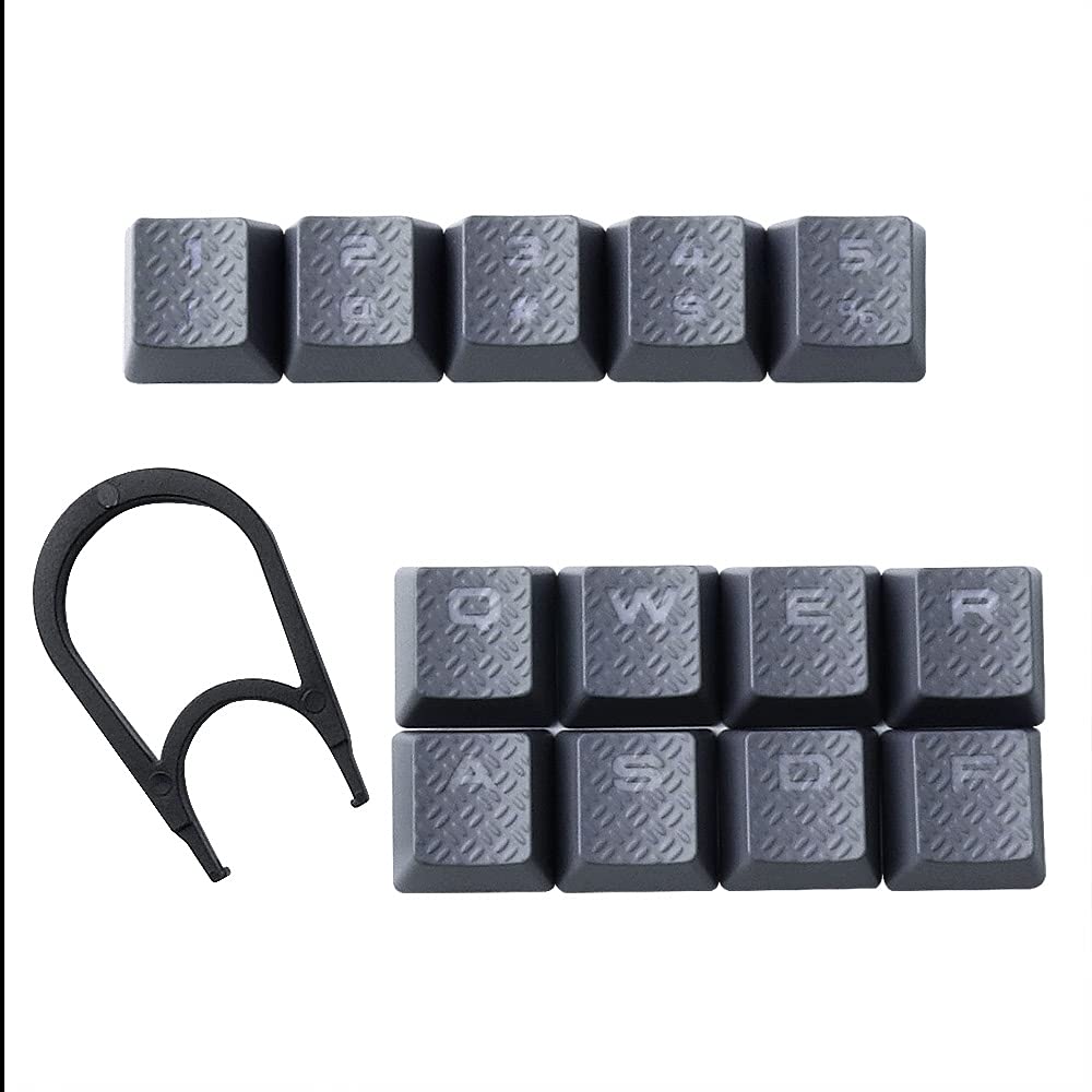 HUYUN Cherry MX Key Switch FPS & MOBA Gaming Keycaps Backlit Key Caps Replacement for Corsair Gaming Keyboards (13 Keys Gray)